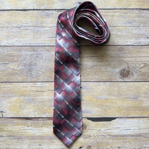 Pierre Cardin One Size Mens Tie Red & Silver  58”x 3” - Picture 6 of 13